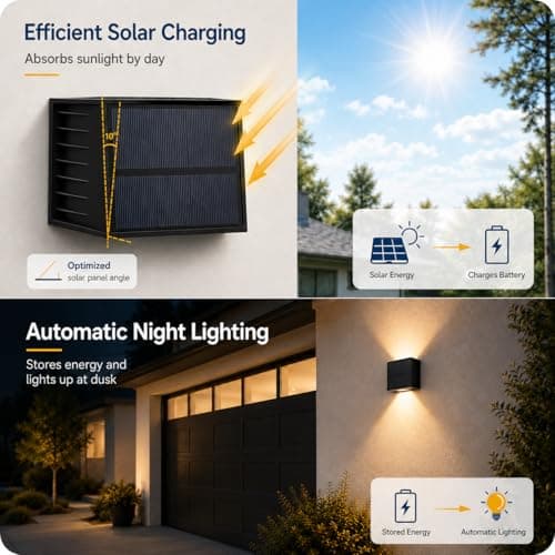 CORESLUX Solar Fence Lights Outdoor, Up and Down Outdoor Wall Lights, IP65 Waterproof Solar Fence Lights, Warm Outdoor Solar Lights for Backyard/Railing/Wall/Step/Patio, 6PCS - Thumbnail 4