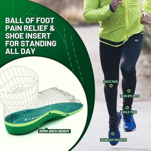 STSVZORR 210 lbs+ Metatarsalgia Insole Plantar Fasciitis Relief Pain Arch Support Insert Men Women Orthotic Flat Feet Heel Spur Comfort Standing All Day, Work Boot Shoe Insole, Size 11-295MM - Thumbnail 5