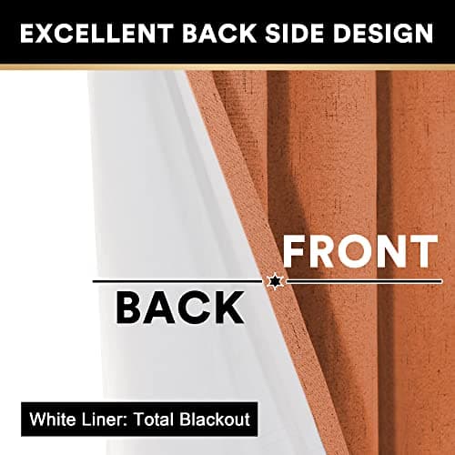 PrinceDeco Blackout Curtains for Sliding Glass Doors 100% Blackout Room Divider Sound Proof Curtain for Bedroom Thermal Curtains Extra Wide Drapes for Living Room,100 X 108 Curtains,Orange - Thumbnail 5