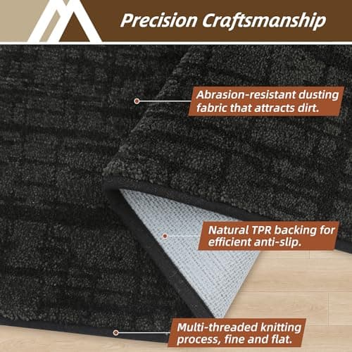 COSY HOMEER Door Mat 20" x 48" Non-Slip Washable Entryway Rug,Dirt Trapper Door Mat Indoor Entrance,Stain Resistant Absorbent Welcome Mats for Front Back Doormats and Wet Shoes,Black - Thumbnail 2