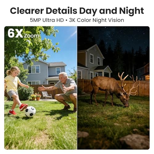 SOLIOM- 5MP Security Cameras Wireless Outdoor, No Subscription & Solar Powered,4-Cam Pack Cameras for Home Security with 360° Auto Motion Tracking, 3K Color Night Vision,5G & 2.4G Router Compatible - Thumbnail 2
