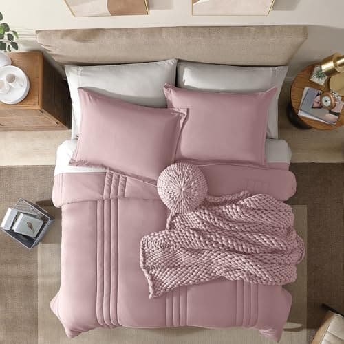 Monbix Full Comforter Set - 7 Pieces Bed in a Bag Full Size Bedding Sets with Comforters, All Seasons Comforter with Sheets, Pillowcases & Shams - Thumbnail 2