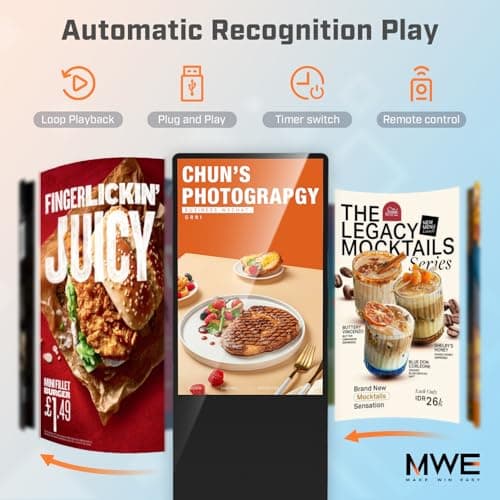 MWE 65 Inch 4K Touchscreen Kiosk, Indoor Floor Standing Digital Signage Displays, Advertising Display LCD Kiosk, Interactive Display Poster Android System with Auto Media Player, HDMI/USB/WIFI - Thumbnail 4