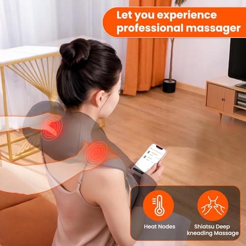 AMZPONY® Cordless Neck Massager for Pain Relief Deep Tissue, Rechargeable Shiatsu Neck and Back Massager with Heat Kneading Shoulder Massage for Body Muscle Pain Relief,Gifts for Mom Dad Friends - Thumbnail 2