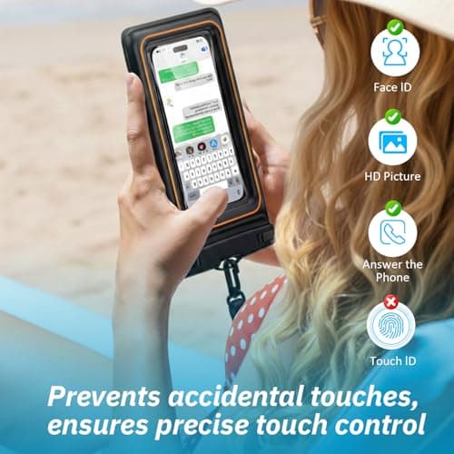 UOEPOWA Floating Waterproof Phone Case (2-Pack) - IP68-Rated Waterproof with Neck Strap, Suitable for Swimming and Outdoor Sports, Compatible with All 7.0-inch Models (Black) - Thumbnail 5