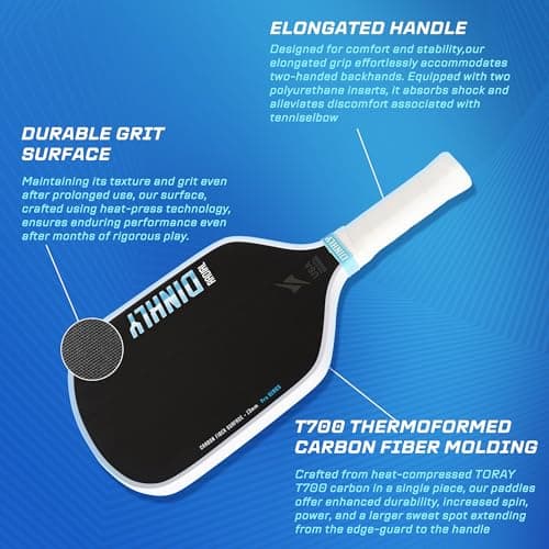 DINKLY Radial Pro Pickleball Paddle, T700 Raw Carbon Fiber Thermoformed with Foam Injected Walls, USAPA Approved Pickle Ball Racket, Engineered for Maximum Spin & Consistency (13mm Hybrid) - Thumbnail 3