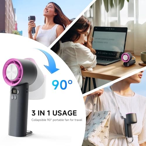 Portable Handheld Mini Turbo Fan, [100 Speeds & 15000RPM Coldest Turbo Hand Fan] 24h Max Cooling, Rechargeable Mini Pocket Fan, LED Display Collapsible Personal Fan for Travel, Office (Grey) - Thumbnail 6