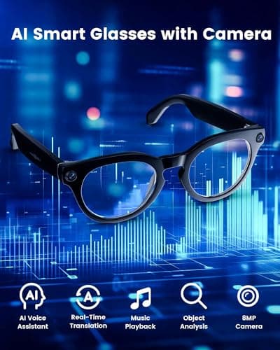 Orpnkna AI Smart Glasses with 8MP Camera, Continuous 12-Min 1200P Video Recording, Real-Time Translation & Voice Assistant, Open-Ear Bluetooth Audio for Vlogging, Travel & Meetings - Thumbnail 5