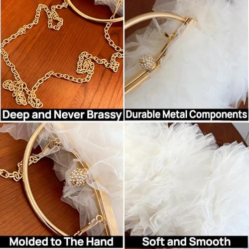 2026 Elegant Lace Floral Clutch for Women Formal Evening Bag Cute Purse Flower Wedding Handbag(White) - Thumbnail 6
