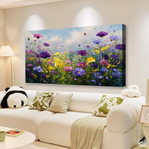 The Mode Art Meadow Canvas Wall Art Wildflower Nature Colorful Canvas Artwork Bedroom Living Room Entryway Room Decor 20X40inch - Image 1