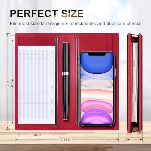 CASMONAL Checkbook Covers for Personal Checkbook Holder RFID Blocking Premium Leather Checkbook Cover for Duplicate Checks - Thumbnail 4