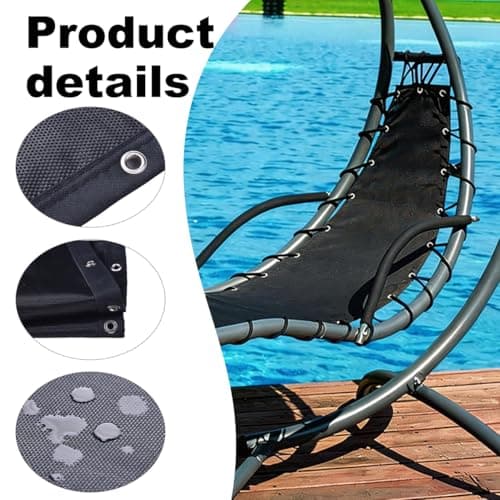 Hanging Lounge Chair Replacement Mesh with Rope Kits Heavy-Duty Waterproof Replacement Mesh for Curved Hanging Lounge Chaise Patio Chairs with Storage Bag, Black, 350 Lbs Capacity - Thumbnail 4