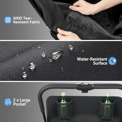 KEDSUM Beach Wagon with Big Wheels for Sand, 400LBS Heavy Duty Beach Cart with 12" All Terrain Rubber Wheels, 320L Large Capacity Collapsible Wagon for Garden Sports Camping Outdoor Activities - Thumbnail 6