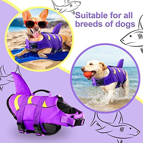 Fragralley Dog Life Jacket Shark, Dog Life Vest Adjustable Ripstop, Dog Swimming Safety Vest with Superior Buoyancy & Rescue Handle for Small Medium Large Dogs, Swim, Pool, Beach, Boating - Thumbnail 4