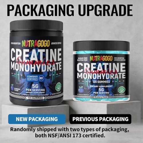 NUTRAGOGO NSF Certified Creatine Gummy - Creatine Monohydrate Gummies for Men & Women-5g of Creatine Monohydrate per Serving - Sugar Free,Vegan, Blueberry Electrolyte Chews, 135 Count - Thumbnail 4