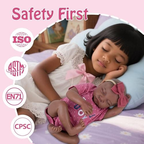 Milidool Reborn Baby Dolls Black Girl - 18-inch Realistic Baby Dolls, Lifelike Soft Vinyl Black American Doll, Nice Gift for Kids, Pre-Parents, Grand-Parents, Doll Collectors - Thumbnail 4