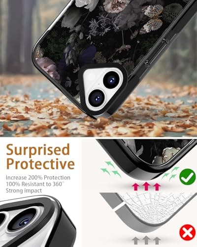 Sholbrak Designed for iPhone 16 Plus Case Cute Floral Garden Flower Protective Phone Case Cover 6.7" Screen Protector + Camera Lens Protector【2X Military Grade Drop Tested / 6.6ft Drop Protection】 - Thumbnail 3