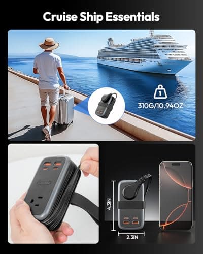 NTONPOWER GAN Ultra 65W USB Fast Charging Station, 7 in 1 Travel Power Strip with 3 Outlets 4 USB (2 USB C), Extension Cord 4ft, Travel Essentials, Cruise Power Strip Compatible with MacBook, iPhone - Thumbnail 4