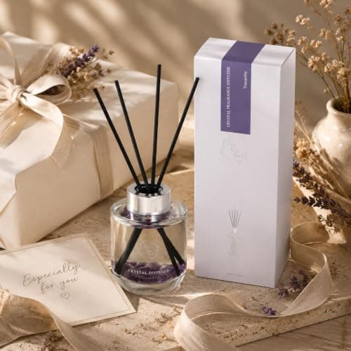Reed Diffuser Set, Pretty Valley Home Diffuser 100Ml / 3.52 fl OZ Gift Box - Includes Reed Diffuser Sticks, Long Lasting Fragrance Oil and Glass Bottle for Office Living Room Decor (Tranquility) - Thumbnail 6