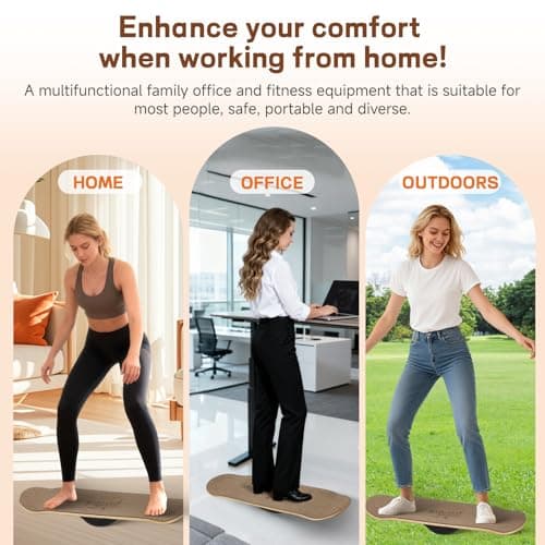 Edovaf Balance Board- Gift for Adults & Kids,Wood Wobble Balance Trainer Board,Premium Slip-Resistant Surface Portable Fitness Equipment,Suitable for Core Workout, Standing Desk Exercise, Home Gym, Yoga - Thumbnail 6
