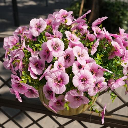 Fanfantoey 14Pcs Artificial Flowers for Outdoors, UV Resistant Fake Flowers Silk Pansy Outside Decoration,Faux Silk Flowers Fake Plants Spring Flowers Porch Yard Patio Home Decor, Fuchsia - Thumbnail 5