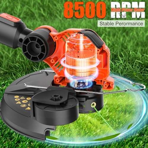 Cordless String Trimmer Compatible for Milwaukee 18V Battery,Garden Lawn Edger with 25cm Cutting Diameter,Electric String Trimmer,Weed Wacke,Weedeaters for Lawn Garden (NO Battery) - Thumbnail 6