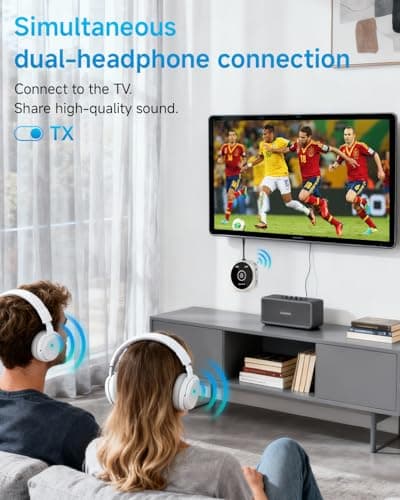 GEYILO Airplane Bluetooth 5.4 Transmitter Receiver with aptX Low Latency,Supports 2 AirPods or Headphones, 24Hr Playtime, 3.5mm AUX Wireless Audio Adapter for Home Stereo, Travel Flight, Home, Gym - Thumbnail 4