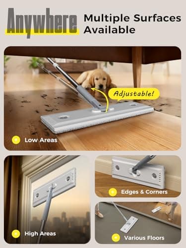ADICOM Mop and Bucket Set | Auto-Spray Cleaning | Dirty Water Separation Keep Water Fresh | Flat Mop & Bucket with Wringer | 3x Washable Pads | High-efficiency Cleaning for All Floors Tile Wall Window - Thumbnail 6