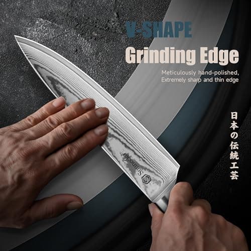 Sunnecko 8 Inch Chef Knife, Japanese Damascus VG10 Professional Kitchen Blade for Meat Vegetable Slicing, Ultra Sharp Cooking Tool with Manual Sharpener & Gift Box Packaging, Multi-purpose Chefs Knife - Thumbnail 4