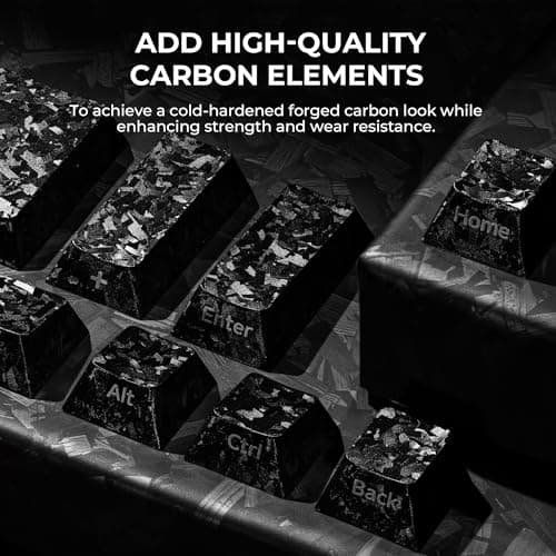 XVX Black Keycaps, Forged Carbon-Look Cherry Profile Keycap Set, 119-Key Keyboard Keycaps Compatibility with ANSI Layout MX Switches Mechanical Keyboard - Thumbnail 4