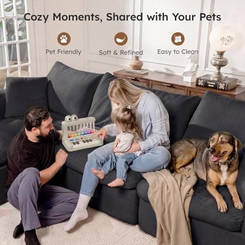 BERRY NEST 118" Oversized Modular Sectional Sofa, Cloud Couch with L-Shaped Chaise, Upholstered Deep Seat Boneless Sectional,Comfy Couch with Ottoman - Thumbnail 5