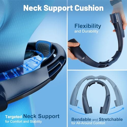 Slientspin AI Portable Neck Fan with 6 Powerful Speeds, 8000mAh Battery Operated USB-C Rechargeable Fan, Hands-Free 360° Cooling Neck Fan,Twistable,Ultra-Quiet Personal Fan Gift for Women Men(Blue) - Thumbnail 3