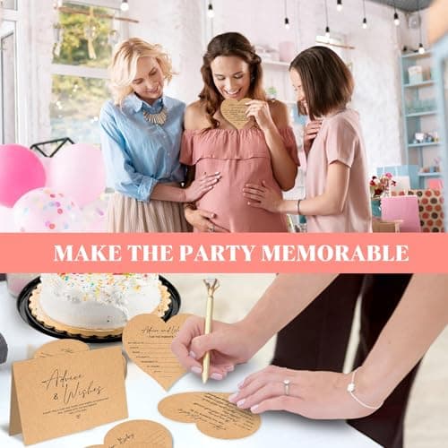 WOODAMORE Baby Shower Advice Cards For Parents To Be - Advice For New Parents Baby Shower Decorations Girl, Wishes For Baby Cards For Baby Shower Games Boy, Advice And Wishes Box Baby Shower Ideas - Thumbnail 3