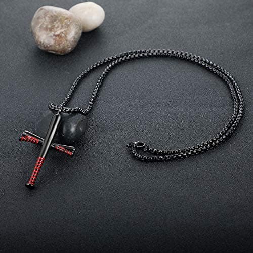 Rehoboth Baseball Bat Stainless Steel Cross Pendant Necklace for Men Women With 24 Inch Black Chain - Thumbnail 5