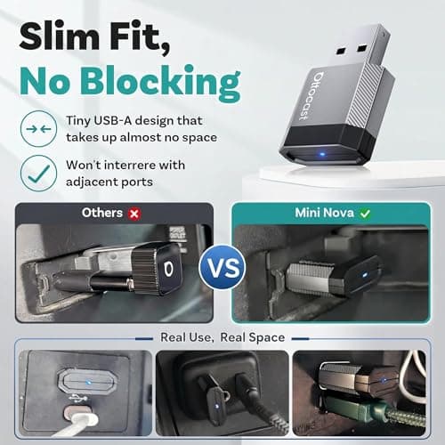 OTTOCAST Mini Nova, 2 in 1 New Gen Wireless Carplay & Android Auto Adapter, Plug & Play, Auto Reconnect USB Dongle, Compatible with OEM Wired Carplay/Android Auto Cars - Thumbnail 4