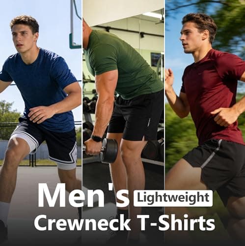 AJGAI 2&5 Pack Men's Sports T Shirts,Crew Neck Breathable Quick-Dry Short Sleeve, Lightweight Tee for Athletic Running - Thumbnail 6