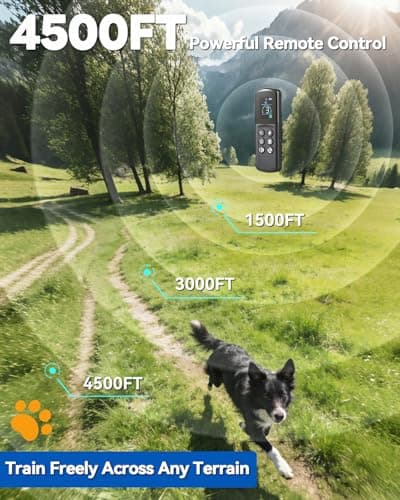 oitickly Smart Dog Training Collar with Remote – 4500FT Range Rechargeable E Collar with Voice Command, Beep, Vibration, Static & LED Light, Waterproof Shock Collar for Small Medium Large Dogs - Thumbnail 4