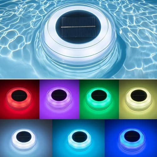 Ucomeuni Solar Floating Pool Lights, Upgraded Dynamic RGB Lighting Effects, IP68 Waterproof that Float, Upper and Lower Pool Garden Lights Decor for Outdoor Above Ground 1 Pack - Image 1