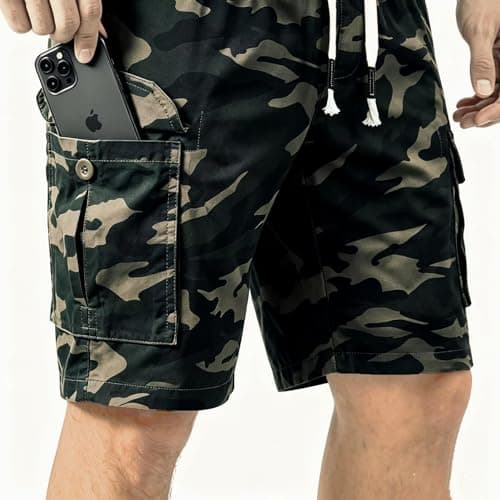 Msmsse Men's Hiking Cotton Cargo Shorts Summer Workout Casual Shorts with Multi Pockets Camouflage US 38 - Thumbnail 3
