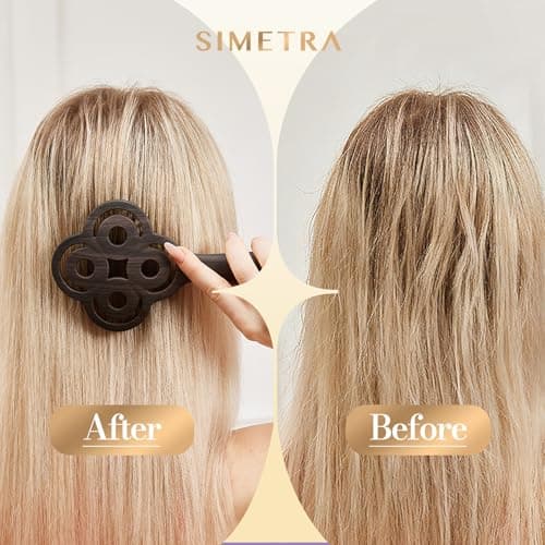 Simetra Detangler Hair Brush for Women and Men, Holiday Present - Original Detangling Brush for Curly Hair/Wet & Dry Hair, Natural Boar Bristles Hairbrush - Natural Crystal Inlay & 14K Gold Plating - Thumbnail 6