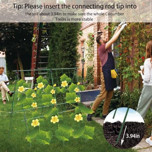 Foldable Cucumber Trellis for Garden - Adjustable Climbing Support for Vegetables, Vining Plants, Cucumbers, Tomatoes, and Peas - Heavy Duty, Weather-Resistant, Easy to Install - Thumbnail 6