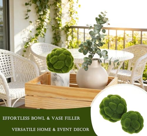 Bupurp Moss Balls Decorative for Bowls 2 Pcs Artificial Faux Green Moss Balls for Vase Fillers, Centerpiece, Table Arrangement, Wedding Decor, DIY Crafts (3.9" + 4.7") - Thumbnail 3