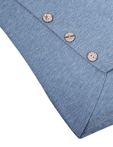 connche Nursing Tops for Women Breastfeeding Shirts Short Sleeve Maternity Round Neck Pajamas Tops for Button Detail Loose Hem Lactation Comfy Stretchy Sleepwear Shirts Light Blue M - Thumbnail 5