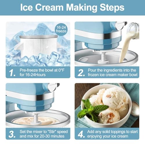 Ice Cream Maker & Shaved Ice Attachment for Kitchen aid Mixer, Kitchenaid Accessories Set Includes Shaved Ice Machine with 8 Ice Molds and Ice Cream Gelato Maker for 4.5 Qt & Larger Stand Mixers - Thumbnail 4