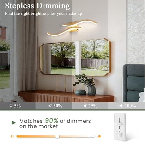 Vloitgol Bathroom Vanity Light Fixture, 26W 5CCT Dimmable Modern Led Bathroom Light Fixtures Over Mirror, Gold LED Vanity Lighting Bar for Bathrooms (Gold, 24inch) - Thumbnail 3