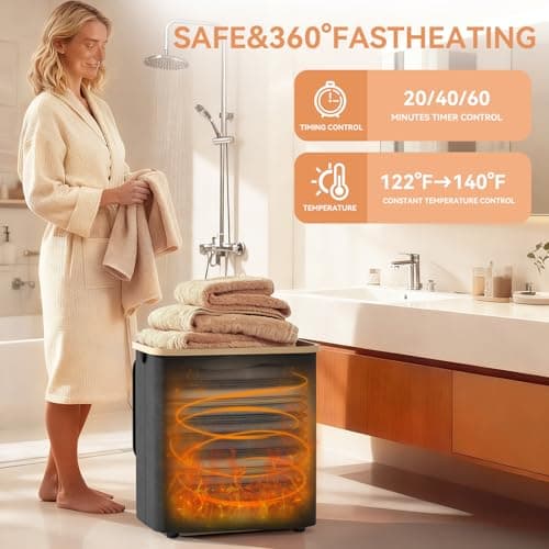 Towel Warmer for Bathroom,35L Foldable Towel Warmer Quick Heat Warming Tub Heating Detachable Bucket with Auto Shut Off, Electric Hot Towel for Spa,Blanket,Baby,Bathrobe Towels - Thumbnail 2