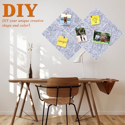 HULAVO Square Felt Cork Bulletin Board Tiles, Self Adhesive DIY Felt Pin Board for Wall 30" x 20" with 35 Pushpins for Office School Home Wall Decor Stickers Memos Photos Display (Light Grey) - Thumbnail 3