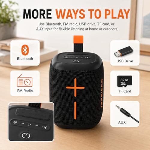 Musibaby M73 Bluetooth Speaker, 20W Portable Wireless Speaker, Black - Thumbnail 6