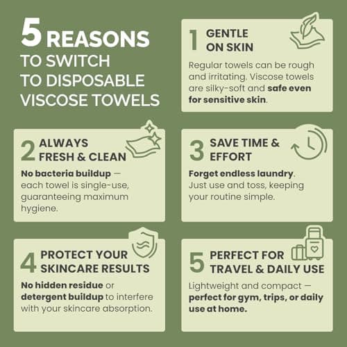 PLANTIFIQUE Disposable Face Towels XL 10"x12" - 100% Biodegradable Viscose Facial Towelettes for Women Skin Care - Toallas para la Cara Desechables, 100 Count - Thumbnail 3
