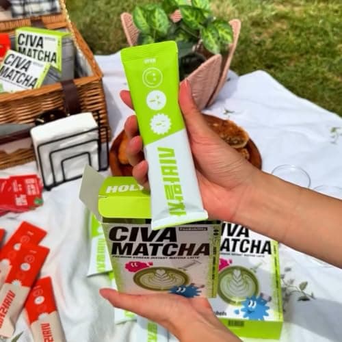 CIVA Matcha Korean Instant Matcha Latte, Premium Korean Sweet Matcha Powder Packets with Vanilla, Smooth & Creamy Cafe Style Green Tea Latte Mix, Single Serve Matcha Sticks, Pack of 8 (184g / 6.49oz) - Thumbnail 3